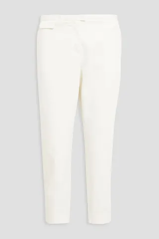 Cropped cotton-blend twill slim-leg pants