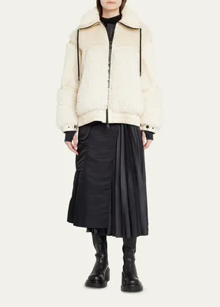 Yvoire Mixed Media Shearling Bomber Jacket
