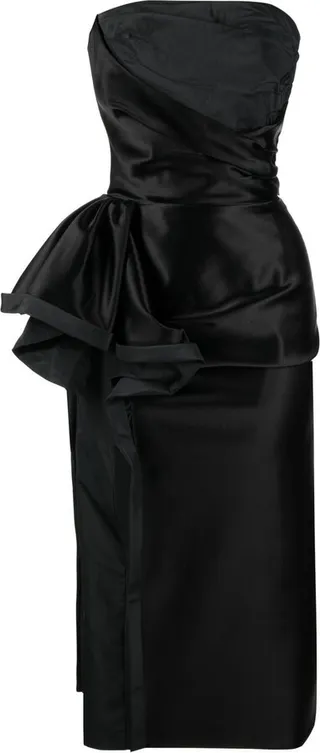 Ruched Peplum Strapless Dress
