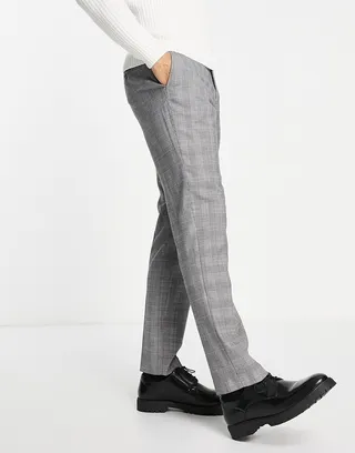 French Connection slim fit prince of wales check suit pants