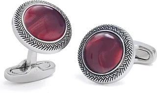 Brass & Gemstone Circular Cuff Links