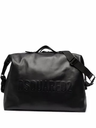Embossed Logo Leather Holdall