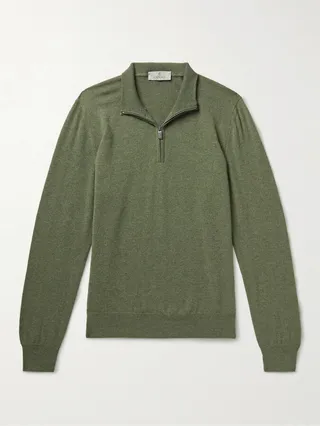 Slim-Fit Cashmere Half-Zip Sweater