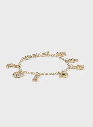 Multiple Charm Rhinestone Bracelet