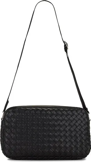 Bottega Veneta Bottega Large Classic Intrecciato Camera Bag in Black