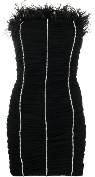 Crystal-Embellished Feather-Detail Dress