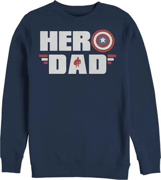 Men's Marvel Hero Dad Captain America Shield Sweatshirt - Navy Blue - 3X Large
