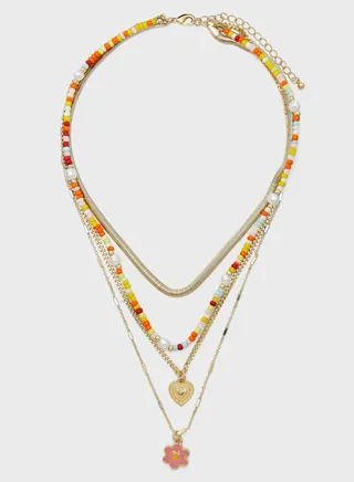 4 Layered Floral Beaded Necklace