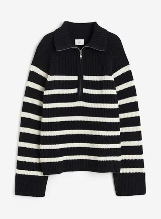 Zip Neck Striped Sweater