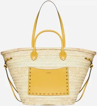 Cadix Straw And Leather Medium Tote Bag