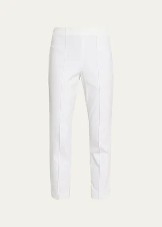 Pintuck Cropped Wool-Blend Skinny Pants