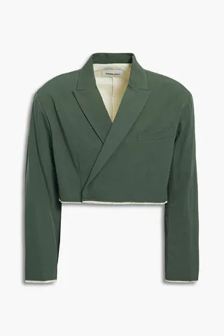 Cropped wool-twill blazer