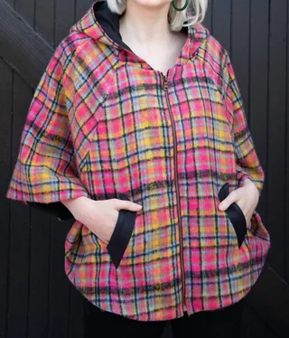 Mari Cape in Pink Plaid