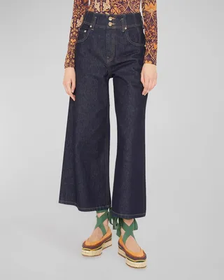 The Yvette Wide-Leg Cropped Denim Jeans