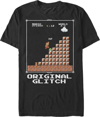 Men's Nintendo Super Mario 8-Bit NES Original Glitch T-Shirt - Black - Medium