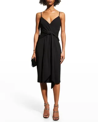 Draped Crepe Sheath Dress