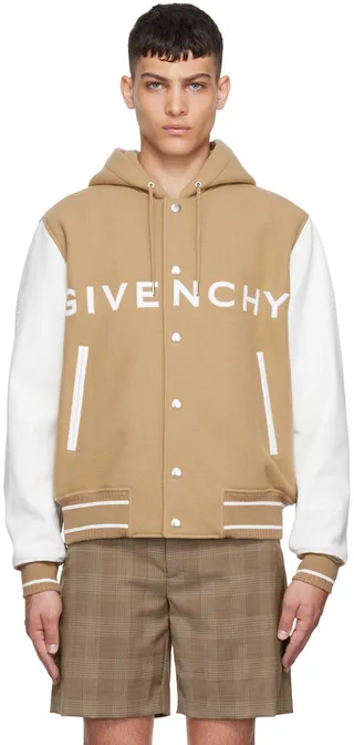 Givenchy Beige Leather Bomber Jacket