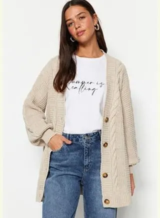 Stone Hair Braids, Wide Cut, Knitwear Cardigan TCTAW22TH0002