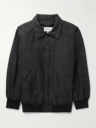 Silk-Dupion Padded Bomber Jacket