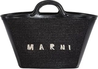 Tropicalia raffia and leather small basket bag