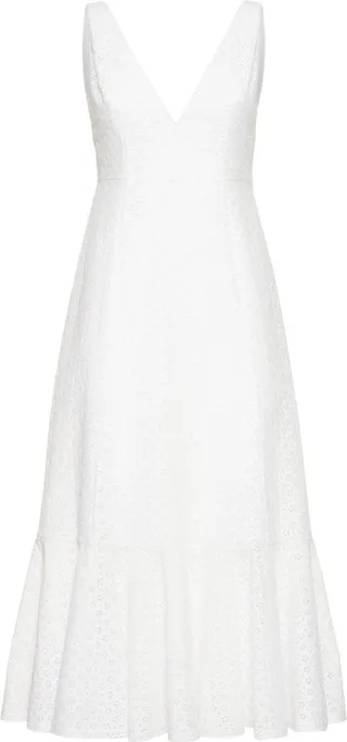 Embroidered cotton blend midi dress