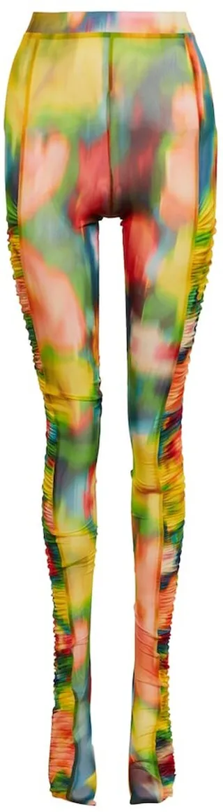 Ruched printed tights