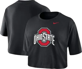 Women's Nike Black Ohio State Buckeyes Cropped Performance T-shirt