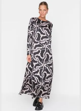 Black Patterned Woven Dress TCTAW23EB00107