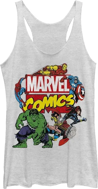 Women's Marvel Comics Racerback Tank Top - White Heather - X Large
