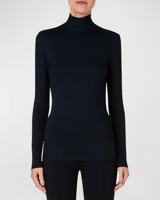 Turtleneck Long-Sleeve Modal-Stretch Top