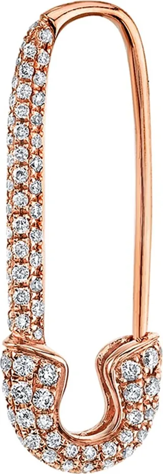 18k Rose Gold Diamond Safety Pin Earring (Single)