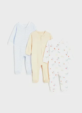 Infant 3 Pack Assorted Zip Up Onesies
