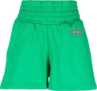 Elasticated-Waistband Cotton Shorts