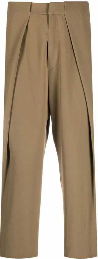 Side Folded Crepe Cropped Trousers