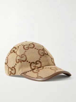 Leather-Trimmed Monogrammed Canvas Baseball Cap