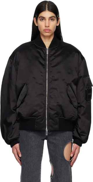 Off-White Black Zip-Up Bomber Jacket