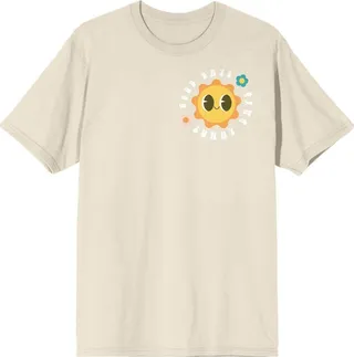 Sunny Days Cartoon Sun for Earth Day Adult Natural Short Sleeve Crew Neck Tee-Small
