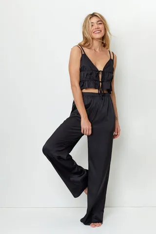 Nasty Gal Womens Satin Cami And Wide Leg Pants Pajama Set