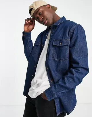 ASOS DESIGN shacket in dark wash denim