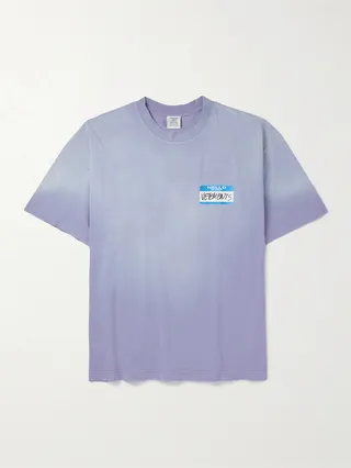Oversized Distressed Logo-Print Cotton-Jersey T-shirt