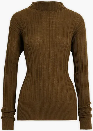Ribbed wool turtleneck sweater