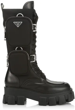Monolith Leather & Nylon Tall Combat Boots