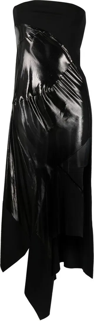 Asymmetric Sheer-Panel Dress