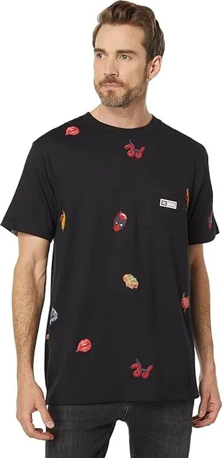 DC Marvel Deadpool X DC T-Shirt Collection ((Deadpool All Over Pocket Tee) Black) Men's Clothing