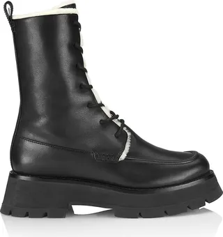Kate Shearling-Lined Lace-Up Combat Boots