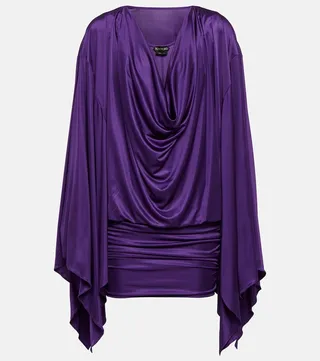Cowl-neck satin minidress