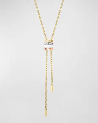 Tricolor 18K Gold Quatre White Ceramic and Diamond Necklace