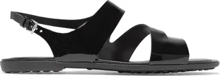 Patent-leather slingback sandals