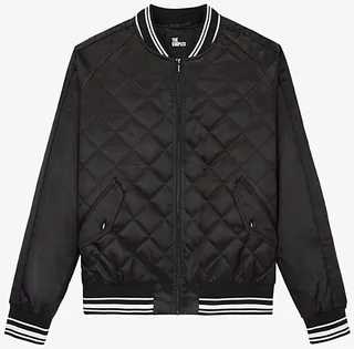 Mens BLA01 Embroidered-tiger Quilted Satin-woven Bomber Jacket