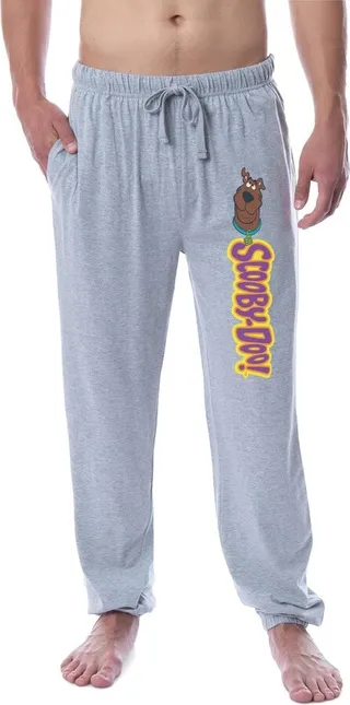 Scooby-Doo Mens' Scooby Classic Icon Title Logo Jogger Pajama Pants (Large) Grey